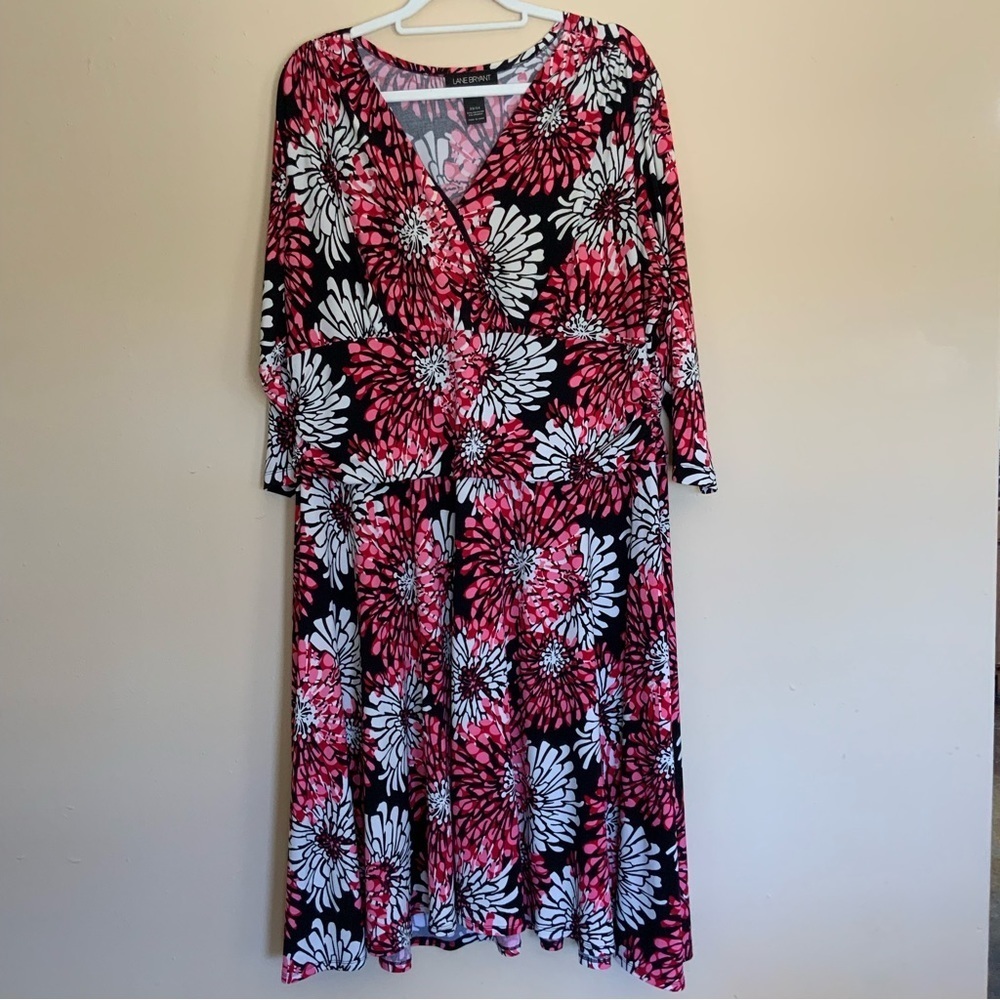 Lane Bryant Pink Floral Wrap-Style Women’s Dress